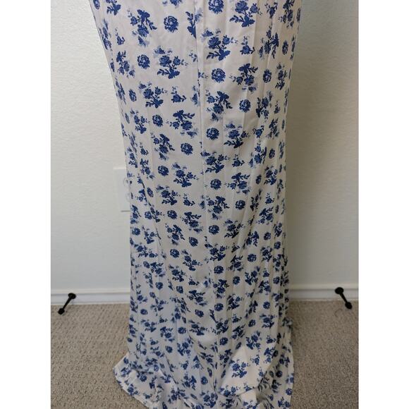 Parthea Blue Tie Strap Bodycon Mermaid Floral Maxi Dress Women Size M Bloomcore - Picture 10 of 13